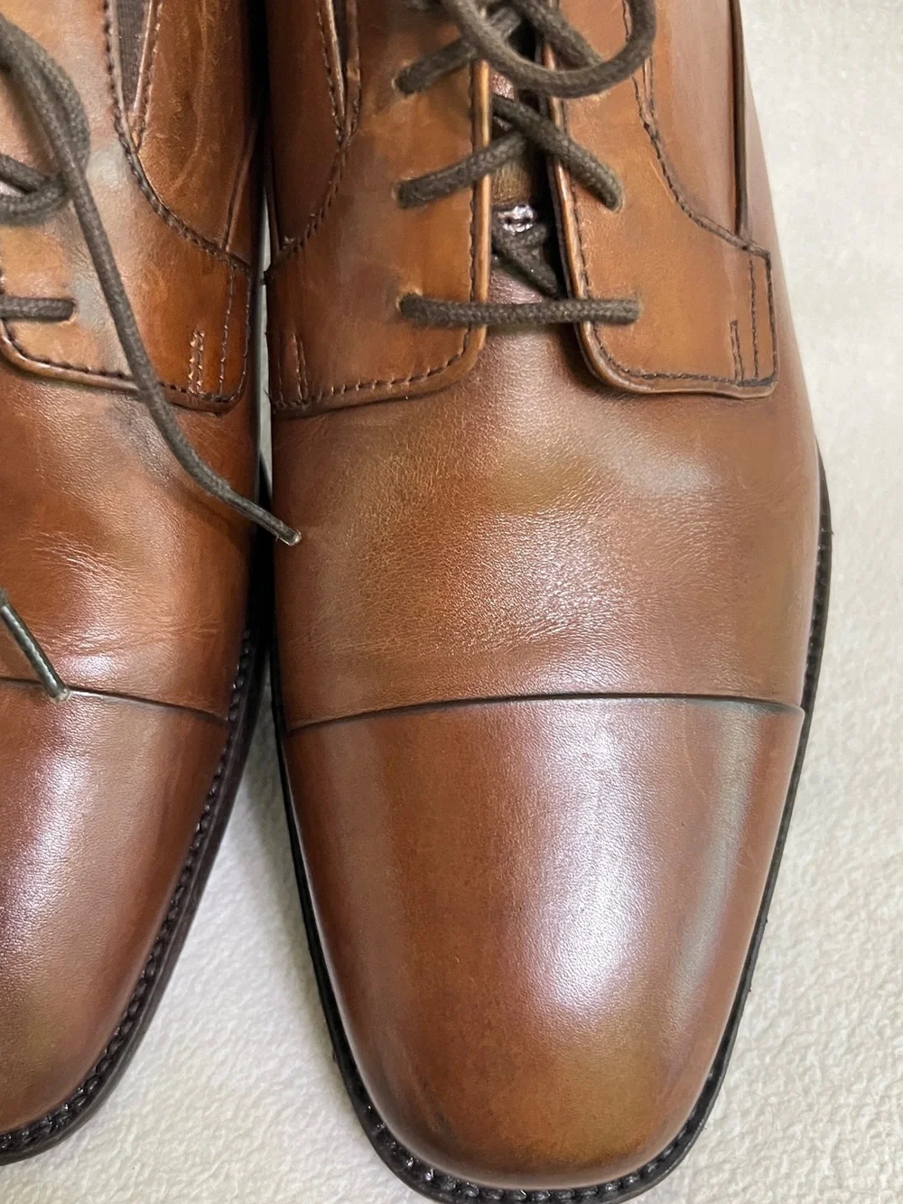 Johnston & Murphy Men’s Cap Toe Dress Shoes Cognac Brown 9.5 Wide
